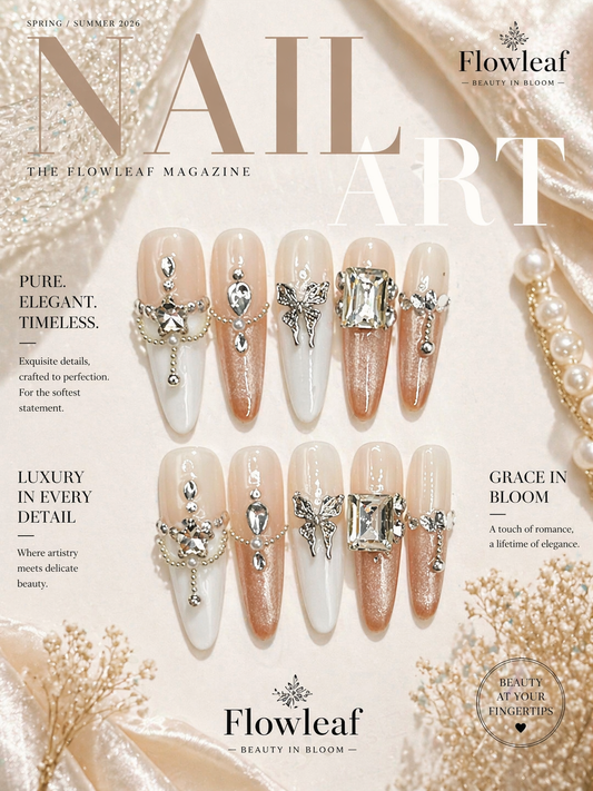 Long Nude Crystal Chain Press-On Nails – Butterfly & Rhinestone Luxury